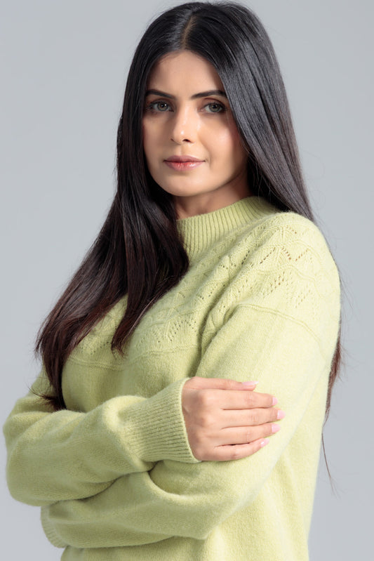 Women’s Wool Cardigan - Parrot Green