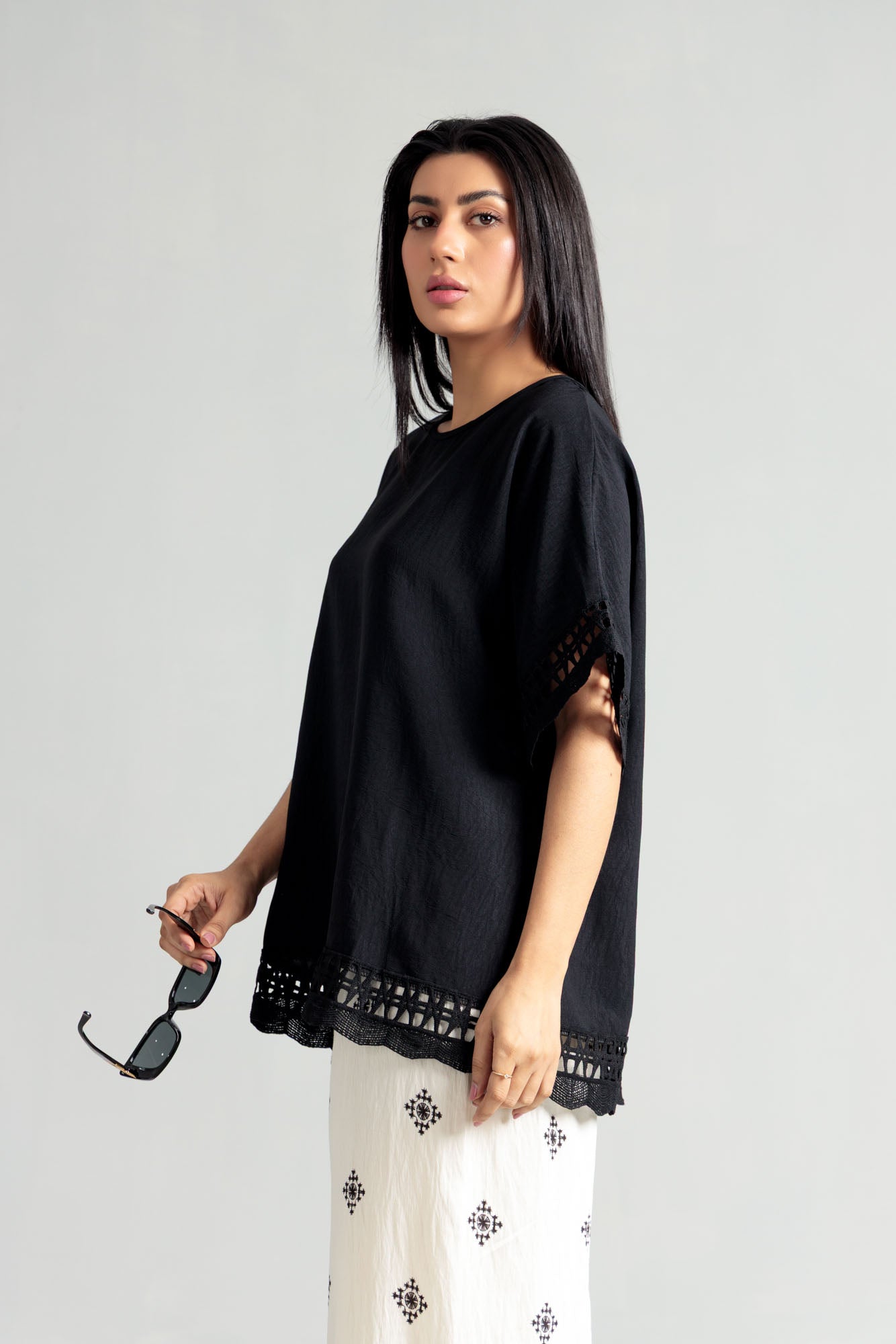 Women Blended Top - Black
