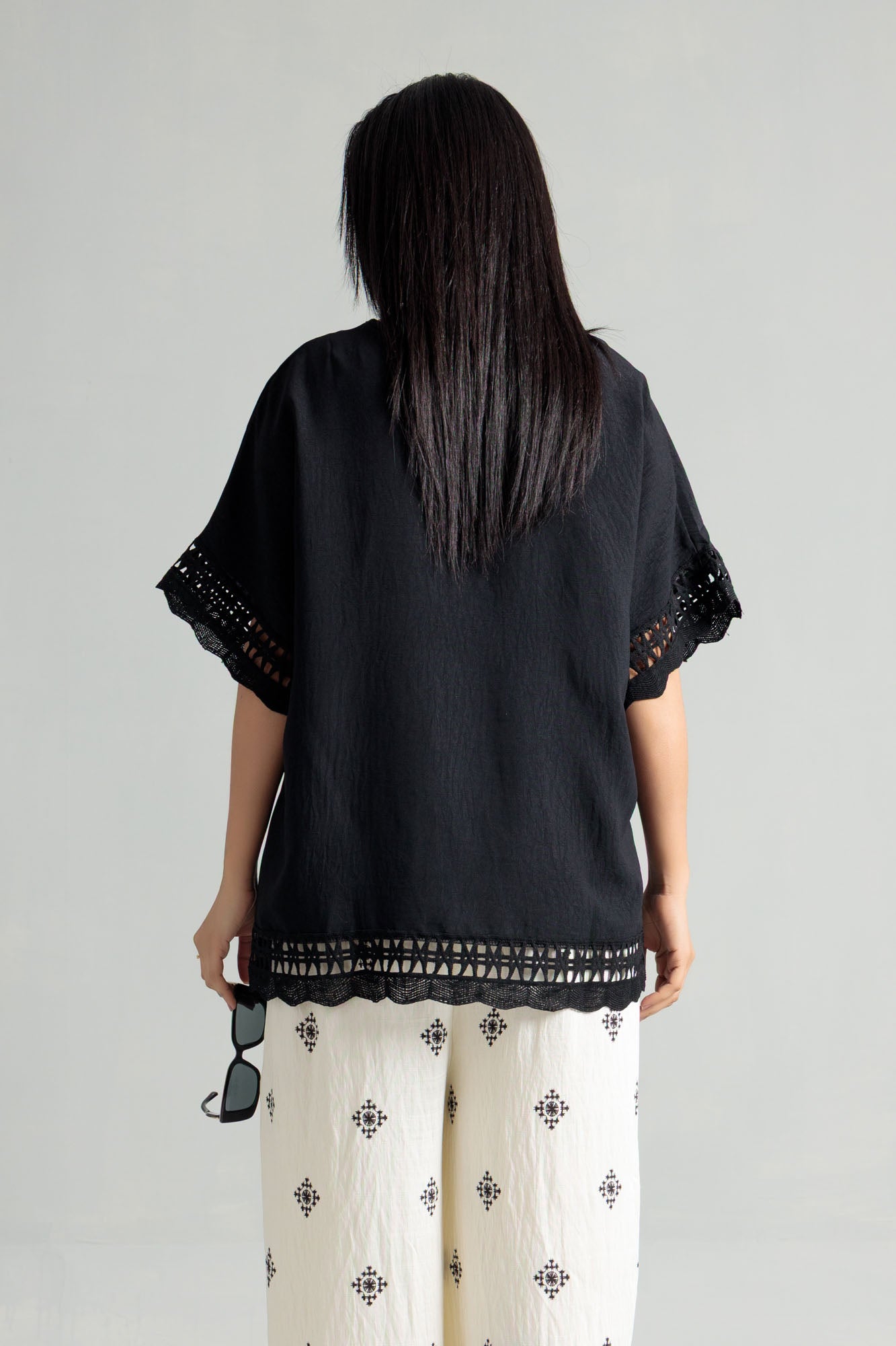 Women Blended Top - Black