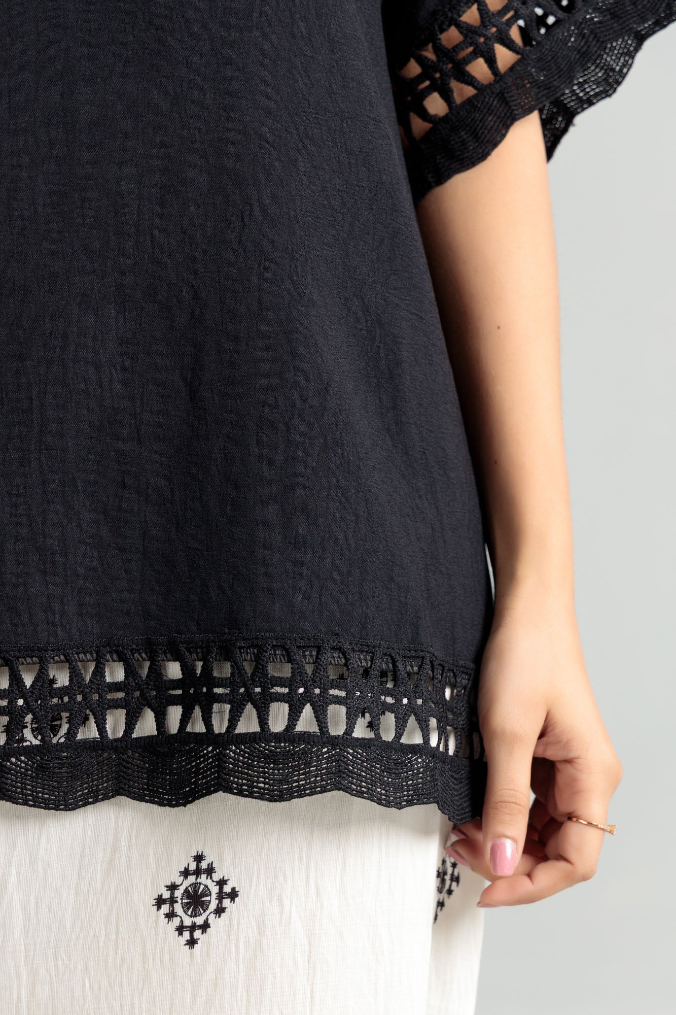 Women Blended Top - Black