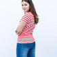Women Striped T Shirt - Red/ White