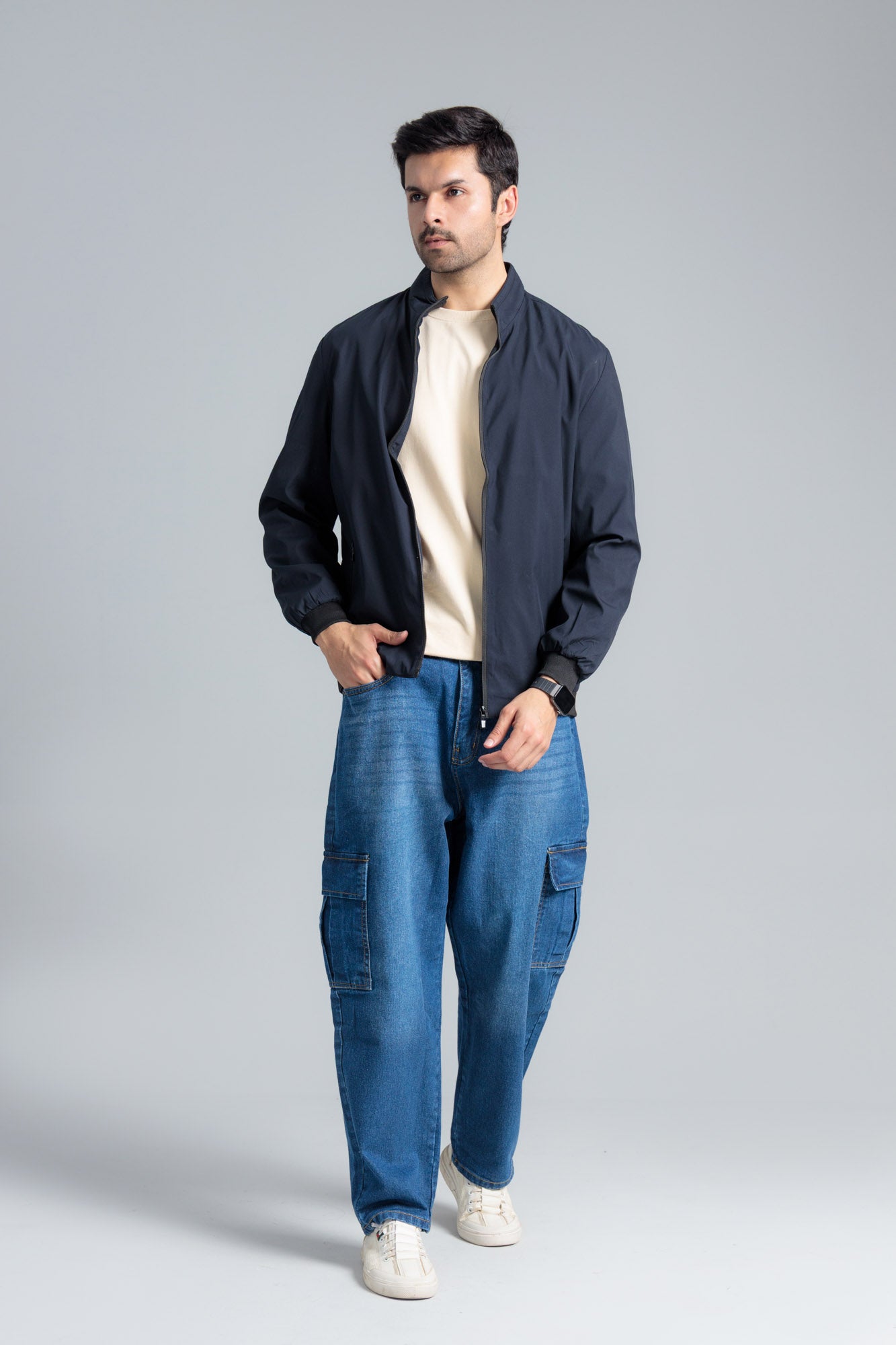 Buy Men’s Navy Peony Wind Breaker Jacket for Outdoor Comfort – Harwage