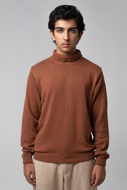 Men’s Turtle Neck Sweater - Brown