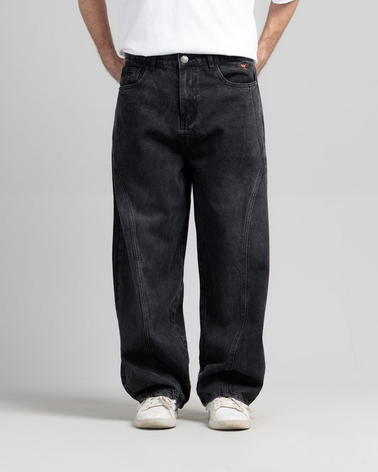 Men Skater Fit Cut & Sewn Jeans - Charcoal