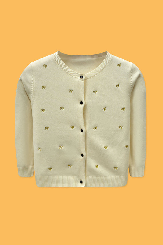 Little Girls’ Cotton Cardigan - Cloud Cream