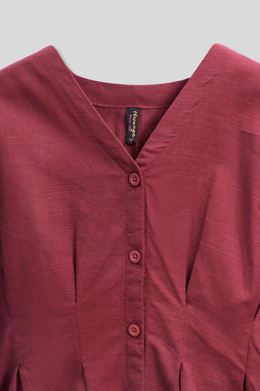 Women Cotton Dress - Cabernet