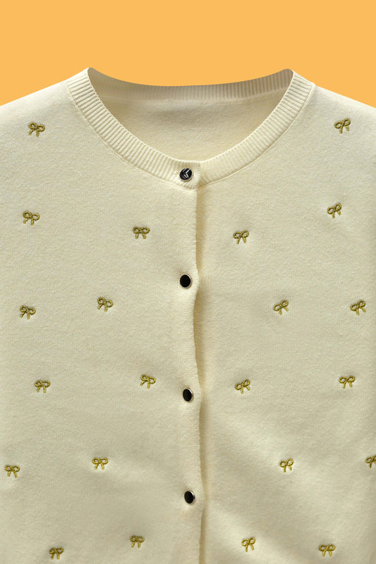 Little Girls’ Cotton Cardigan - Cloud Cream