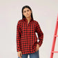 Women Tunic Shirt - Red Checkered - Harwage