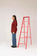 Women Tunic Shirt - Red Checkered