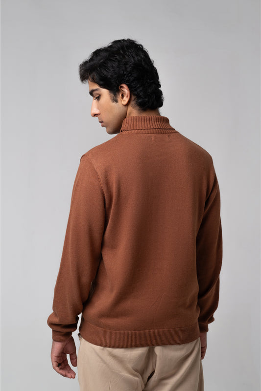 Men’s Turtle Neck Sweater - Brown