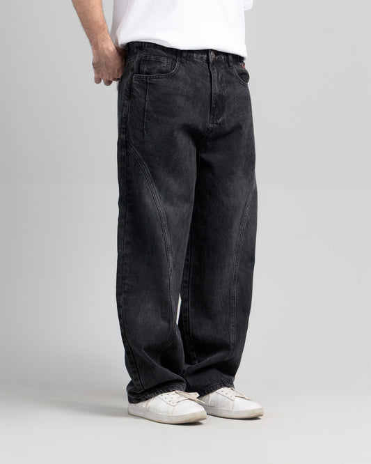 Men Skater Fit Cut & Sewn Jeans - Charcoal