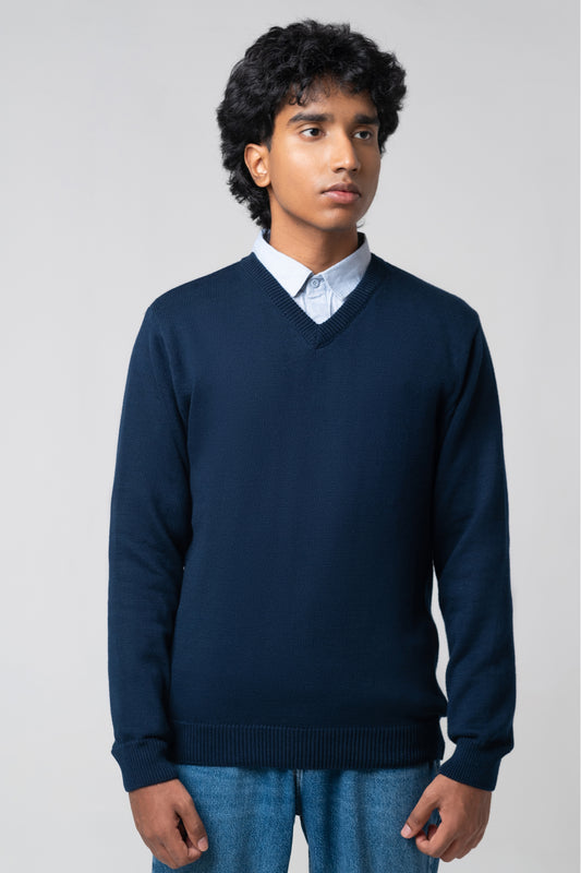 Men’s V-Neck Cardigan - Navy