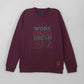 Centered display showing a maroon regular fit sweatshirt with a slogan design