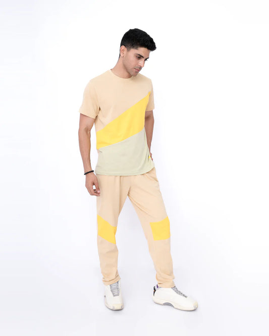 Almond buff cut & sew two-piece set