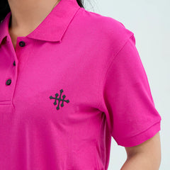 Women Basic Polo Shirt - Pink