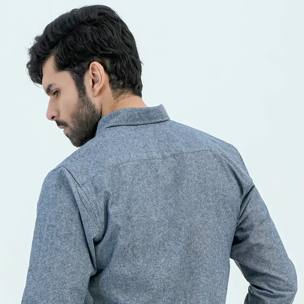 Men Basic Oxford Shirt - Dark Slate - Harwage