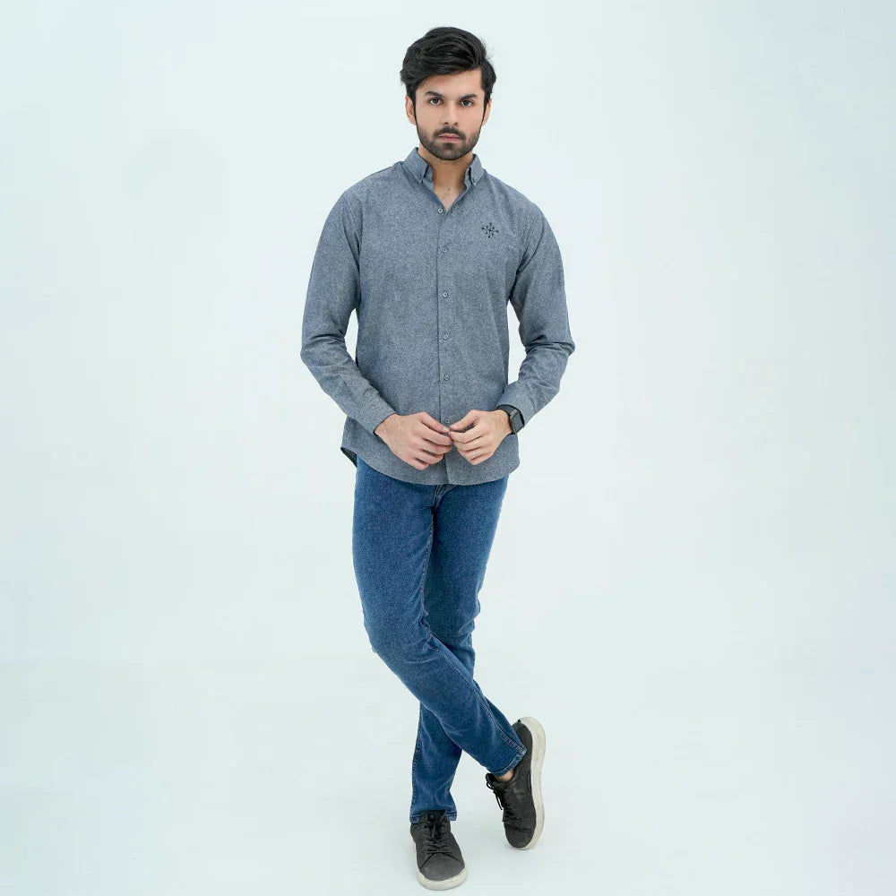 Men Basic Oxford Shirt - Dark Slate - Harwage