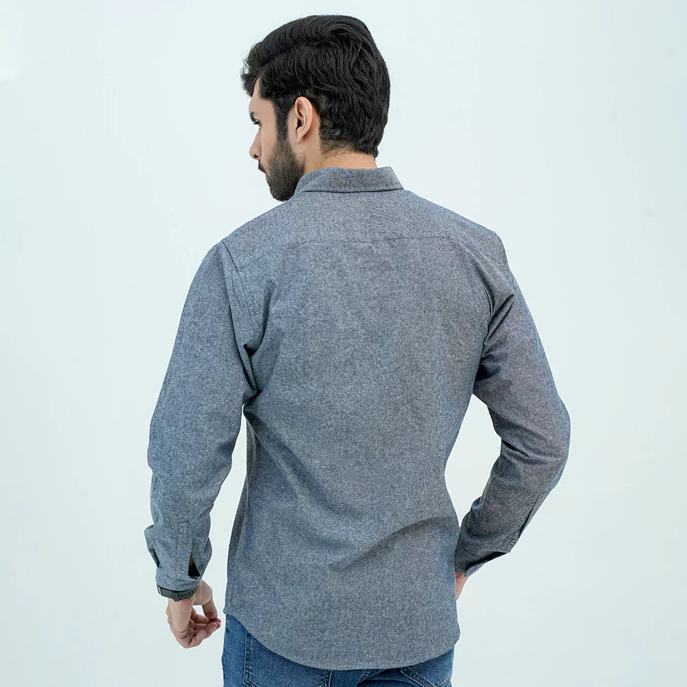 Men Basic Oxford Shirt - Dark Slate - Harwage