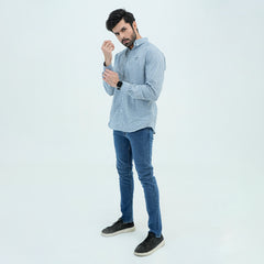 Men Basic Checkered Casual Shirt - Blue