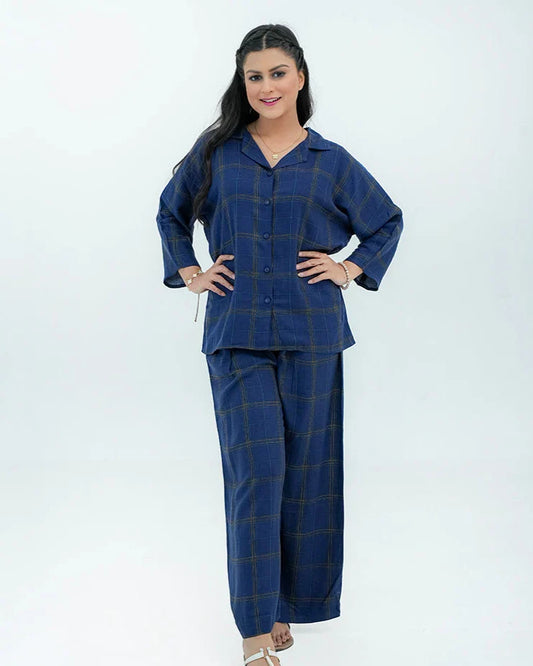 Women Basic Co-Ord Set – Slate Blue - Harwage
