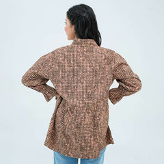 Women Checkered Printed Shirt – Brown