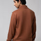 Back standing view of Turtle Neck Sweater Brown showing smooth knit