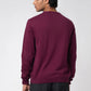 Back standing view of crew neck sweater maroon from behind