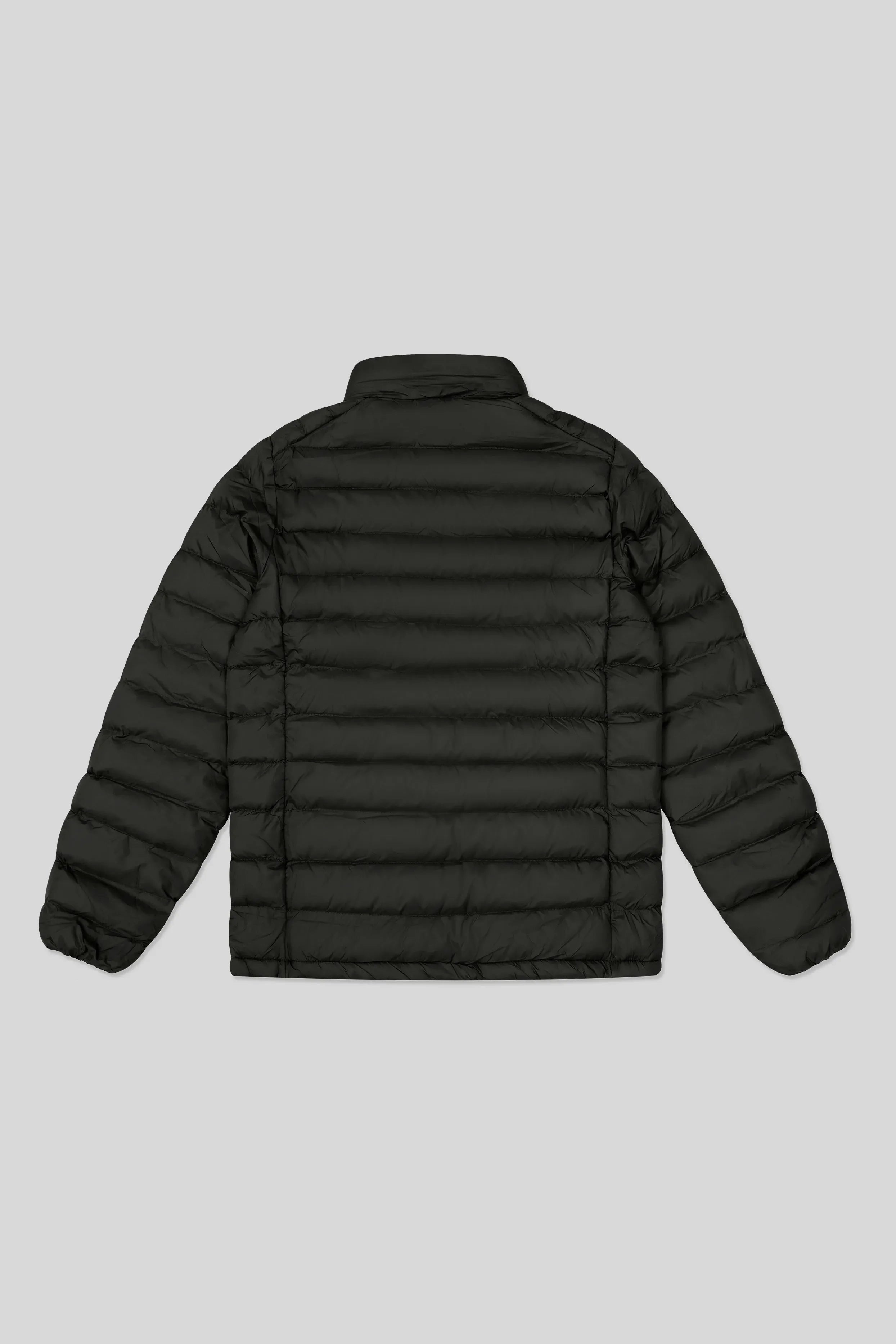 Back view of Black Men’s Puffer Jacket highlighting padded texture