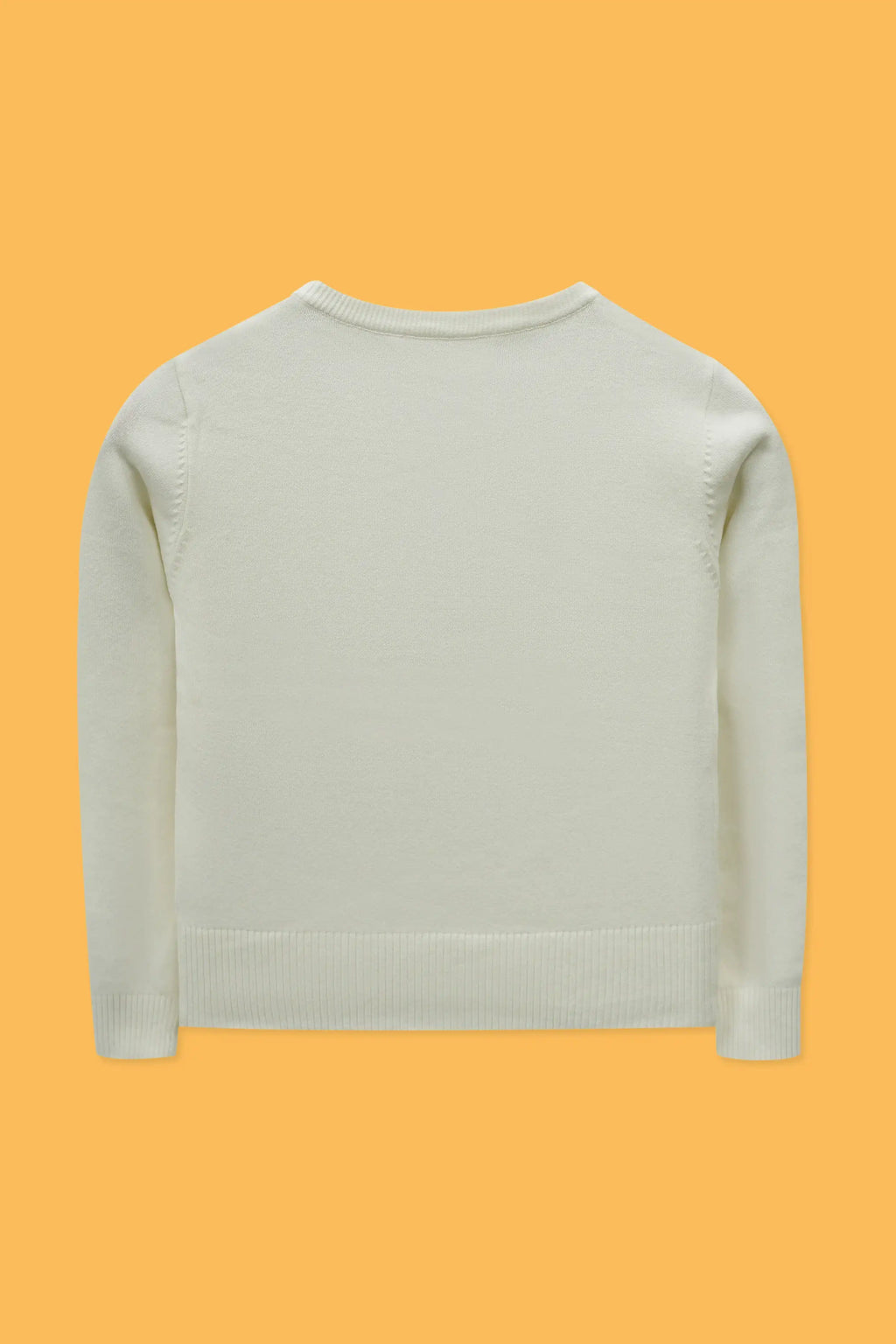 Back view of a R-Neck wool cardigan