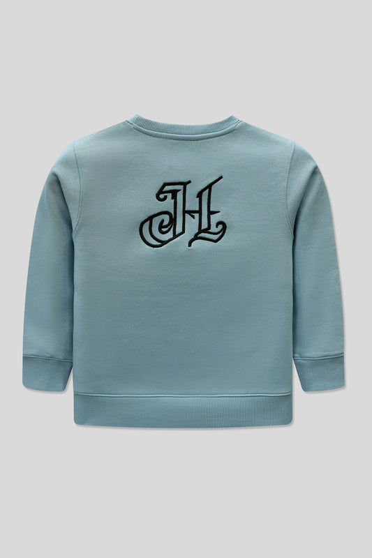 Back view of boys Sweatshirt in Aqua Splash casual wear