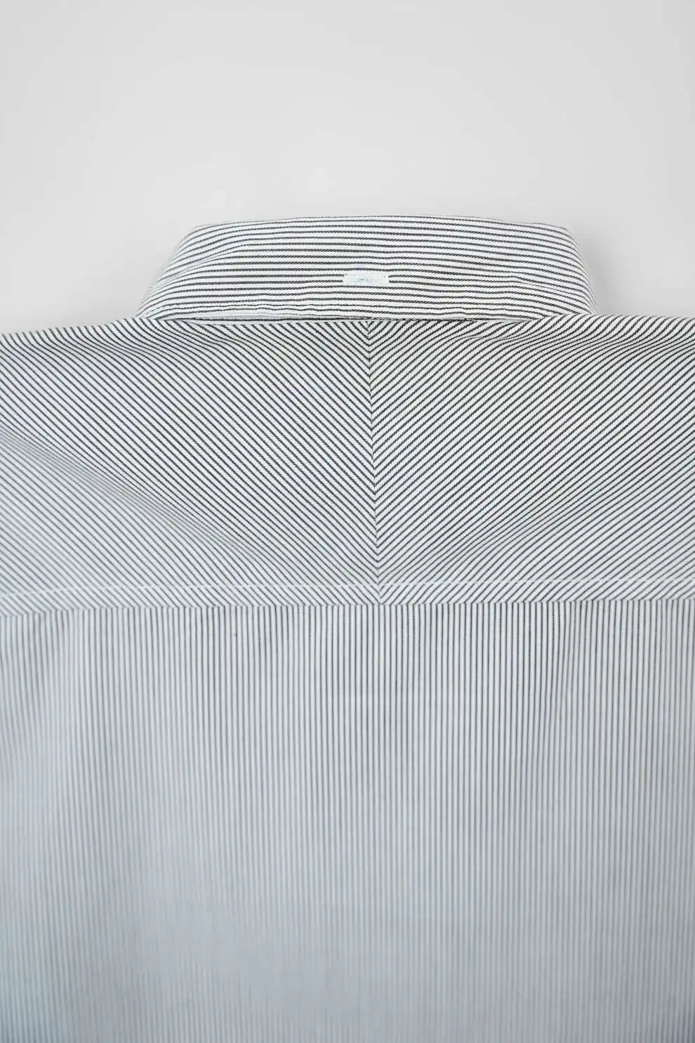Back view of striped shirt collar
