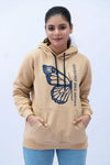 Beige Hoodie with a bold graphic print styled for everyday casual looks