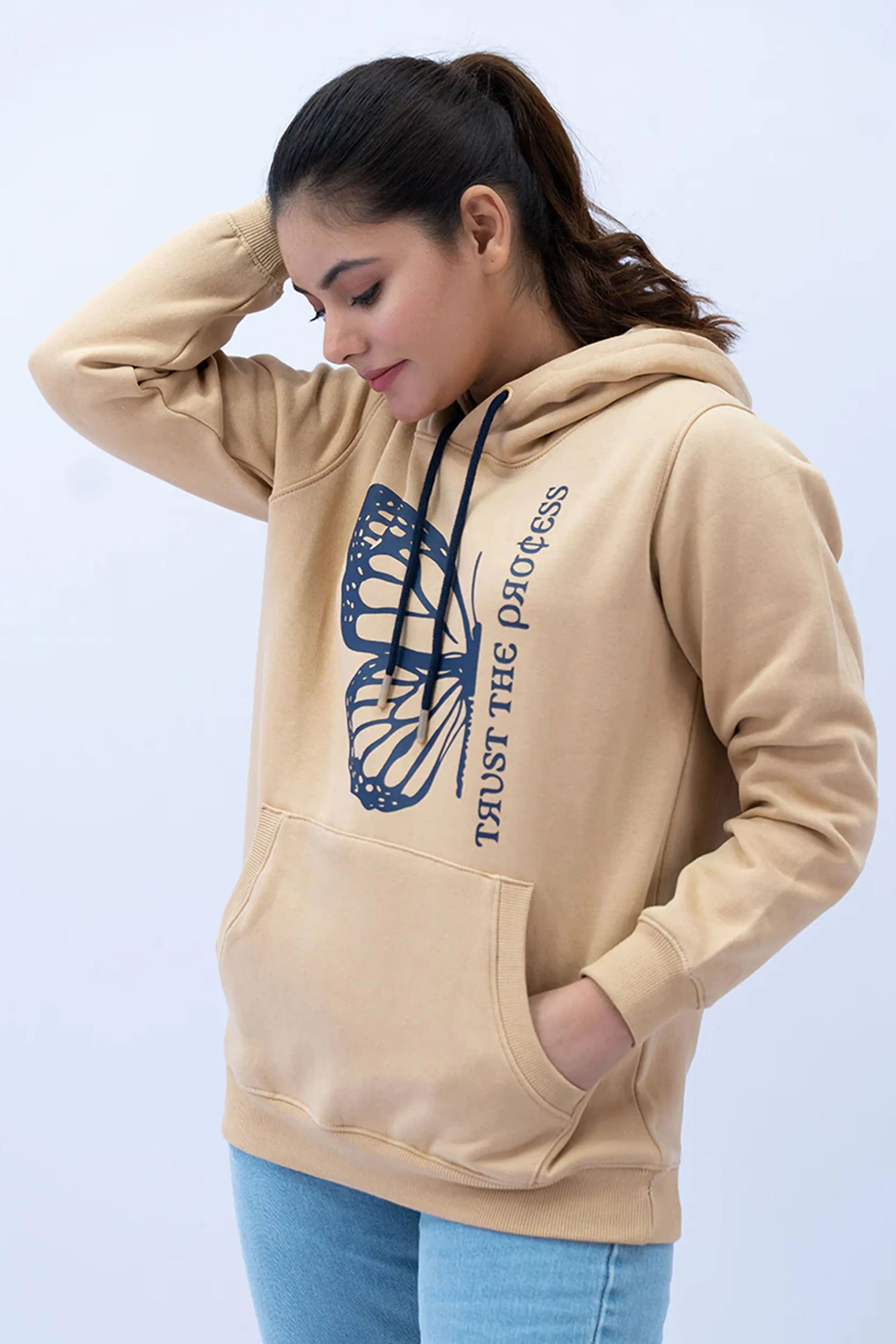 Beige Hoodie worn as a comfortable statement piece for casual outfits