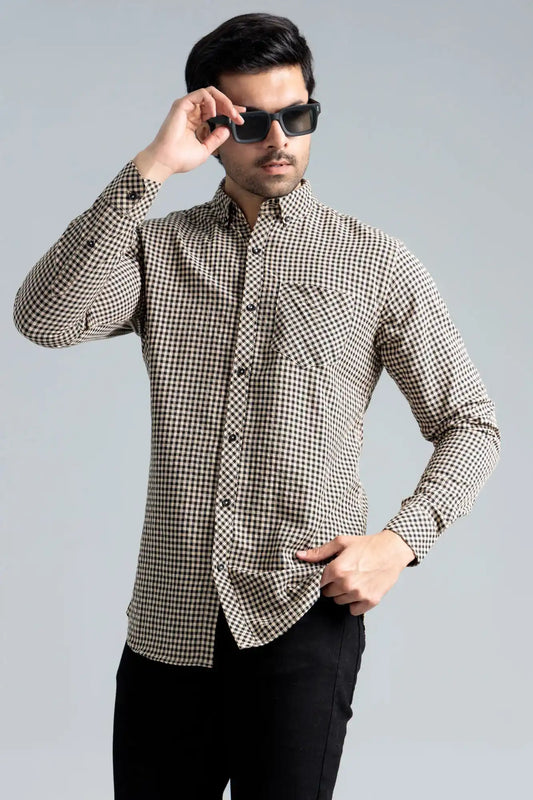 Beige black casual shirt
