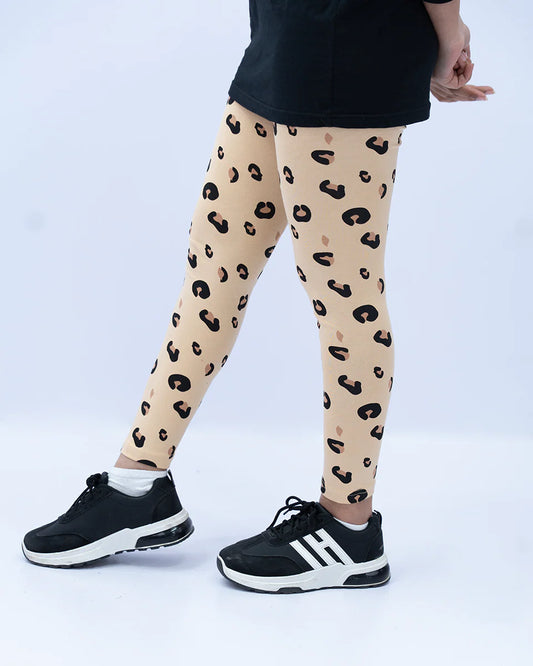 Beige printed aop tights