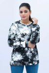 Women’s Black Tie-Dye Regular Fit Sweatshirt