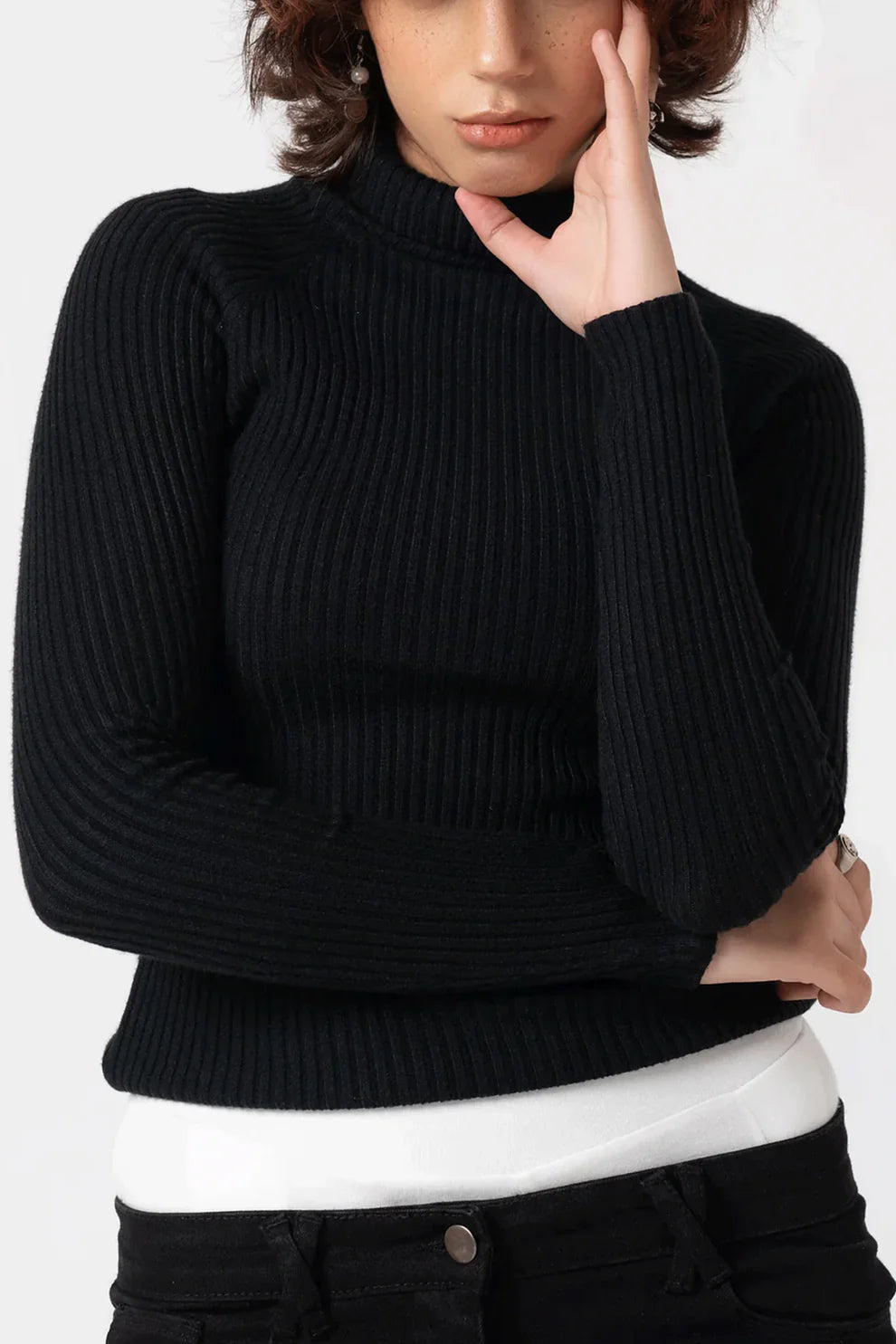 Black cardigan close up