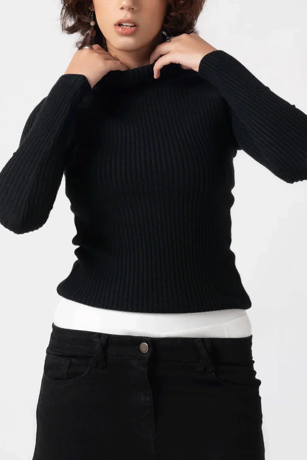 Black cardigan front view