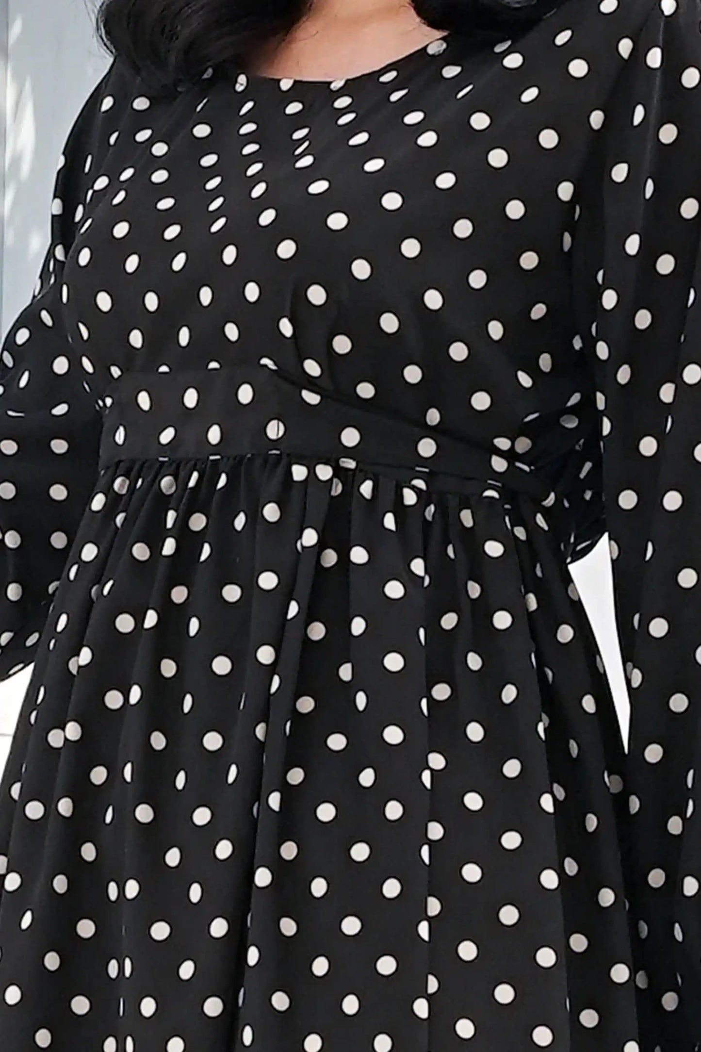 Black dress with white polka dots 