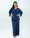 Blue checkered women’s co-ord set with a relaxed fit, perfect for casual