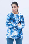 Women’s Blue Tie-Dye Regular Fit Sweatshirt