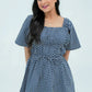 Women’s Blue/White Polka Dot Short Frock Shirt