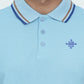 Light blue polo shirt with dark blue trim