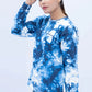 Blue tie-dye sweatshirt close up