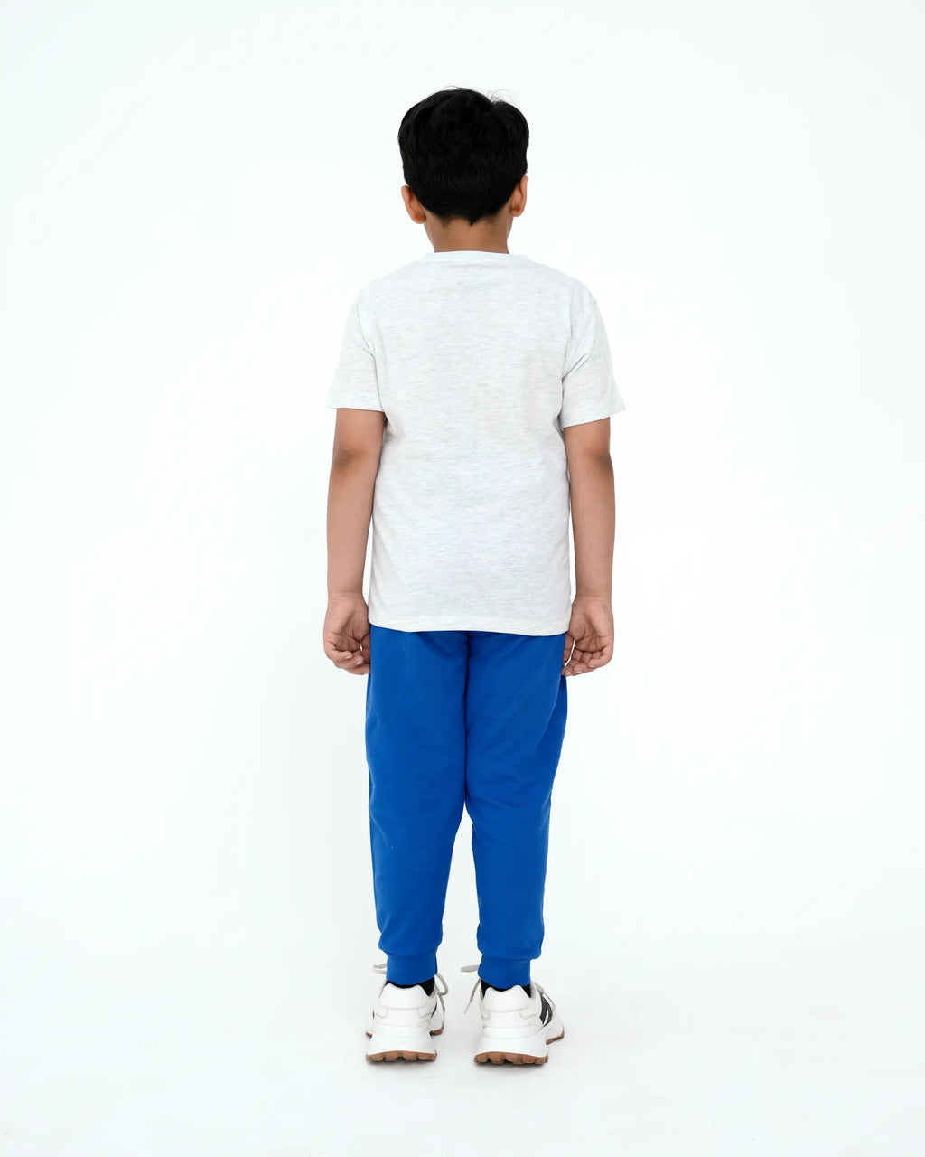 Blue trousers back view