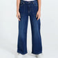 Blue wide leg denim jeans front view