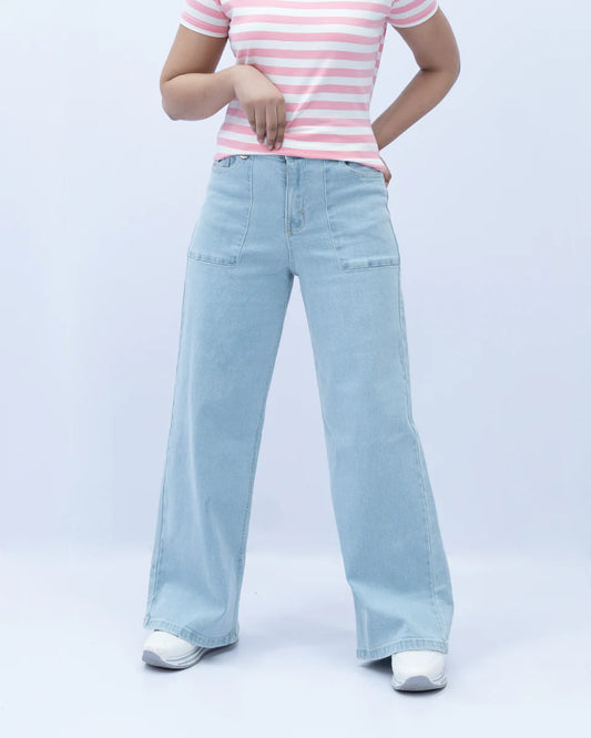 Sky blue wide leg jeans