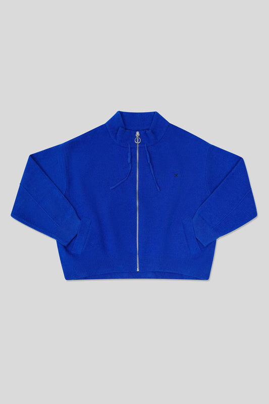 Blue wool cardigan for women with a warm and elegant design