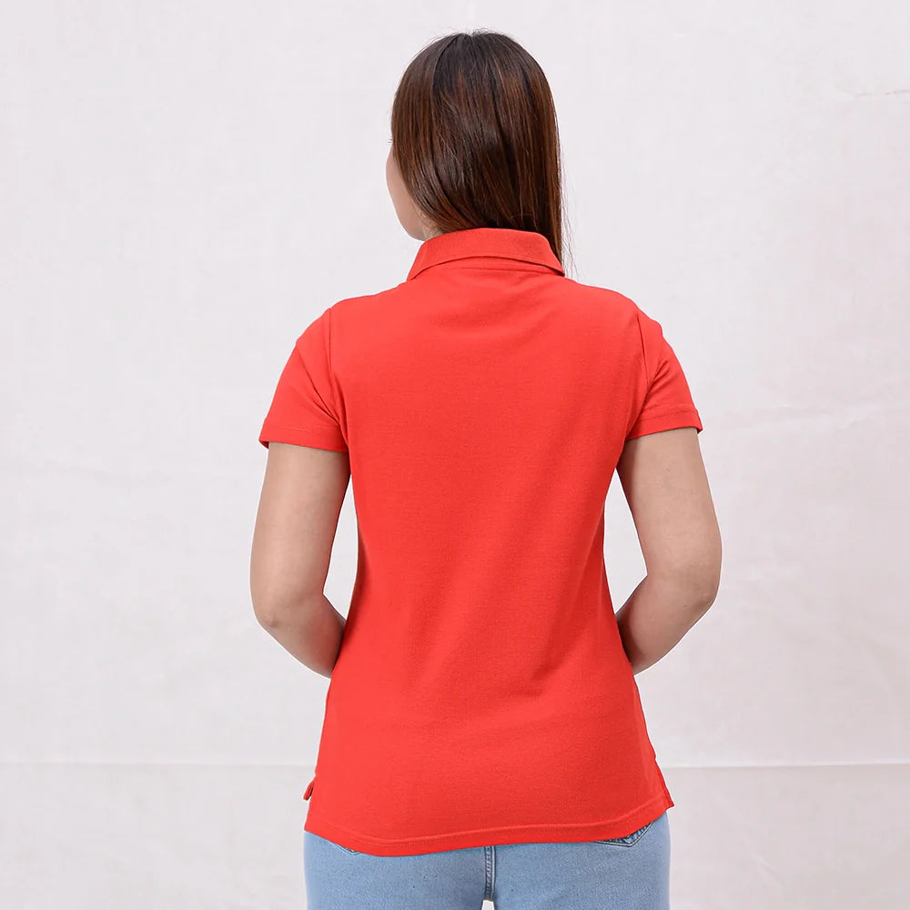 Bold Women's Fiery Red Basic Premium Polo Shirt