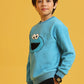 Boy wearing Sweatshirt in Ethereal Blue with embroidered design
